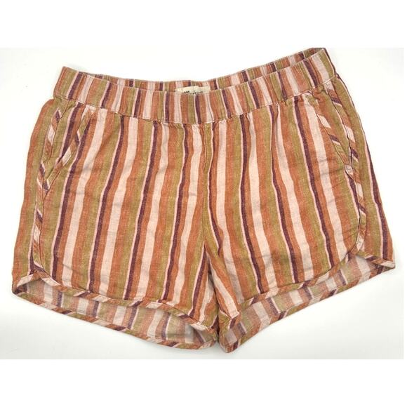 Madewell Linen/Cotton Rainbow Stripe Jogger Retro Shorts Womens size Extra Small - Picture 3 of 9